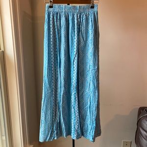 Shein Rayon Turquoise Midi Skirt with High Slits